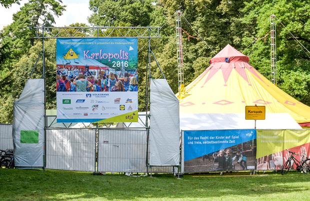 Banner für Stja e.V. Karlsruhe, Kinderspielstadt »Karlopolis« 