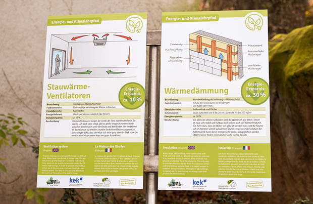 Energie- und Klimalehrpfad Zoo Karlsruhe: Schautafel 3 und 4 
