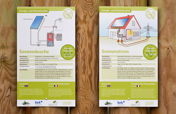 Energie- und Klimalehrpfad Zoo Karlsruhe: Schautafel 8 und 9 